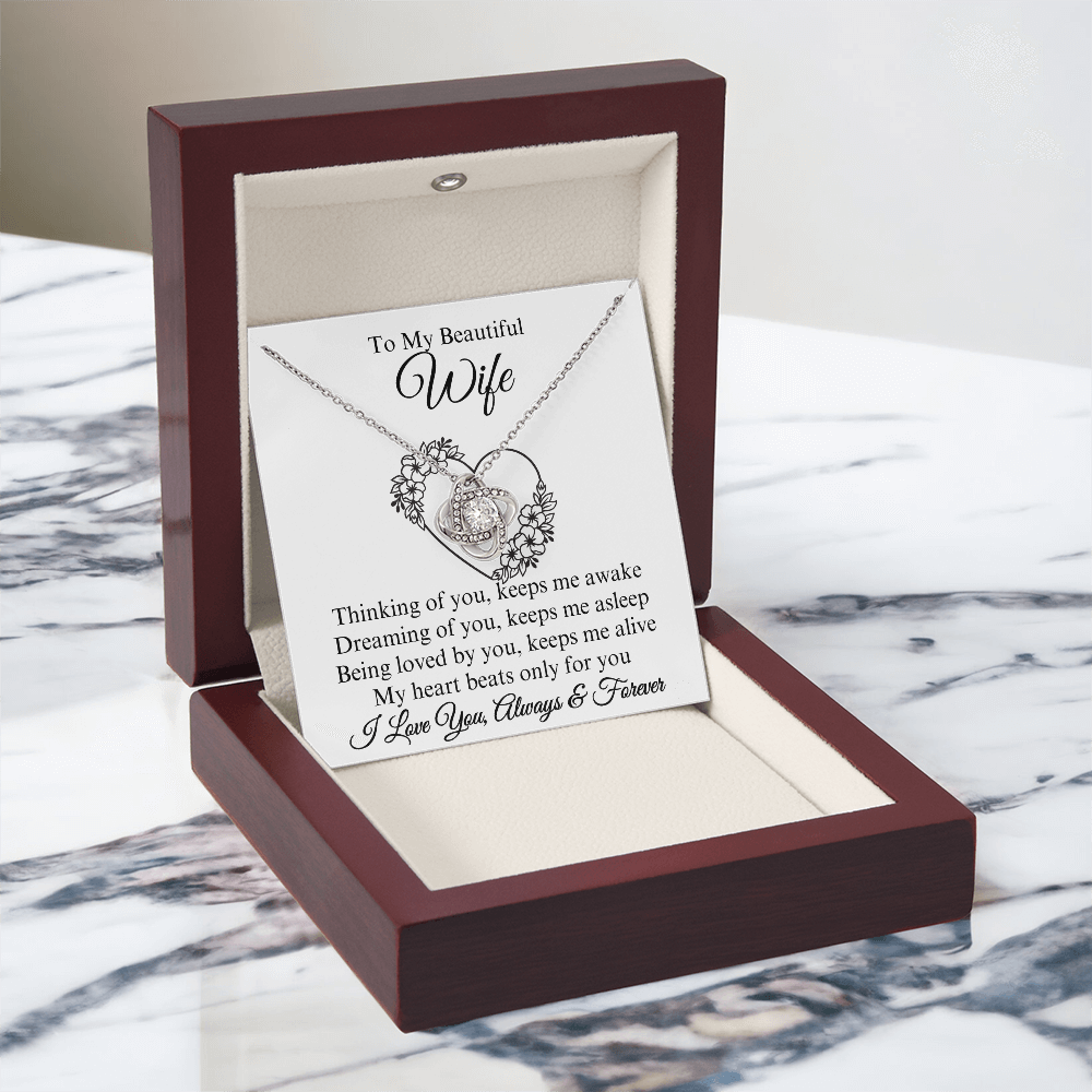 To My Beautiful Wife Love Knot Necklace, Gift for Wife, Valentine's Day, Birthday, Wedding, Anniversary, Mother's Day