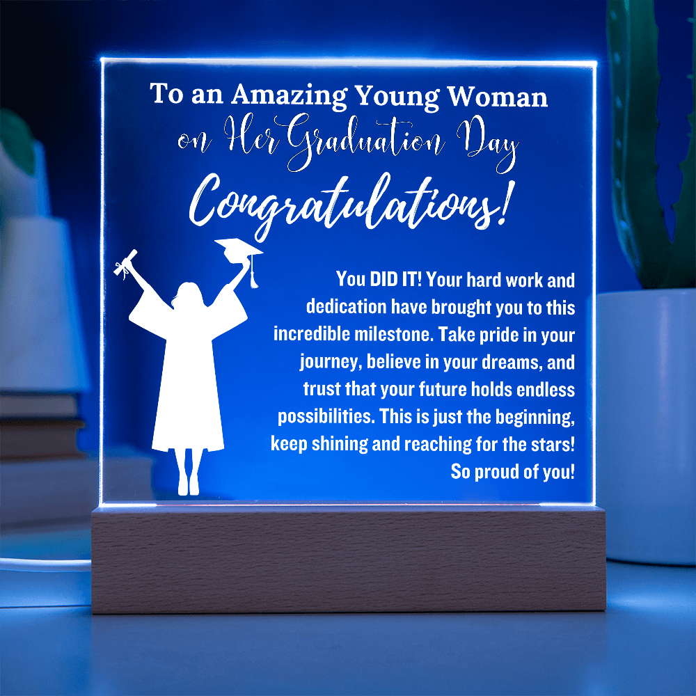 Daughter Graduation Gift, So Proud of You Acrylic Plaque LED LIGHT