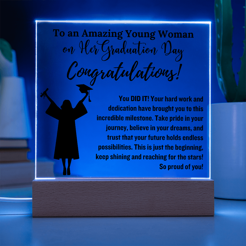 Daughter So Proud of You Graduation Gift, LED Light Acrylic Plaque
