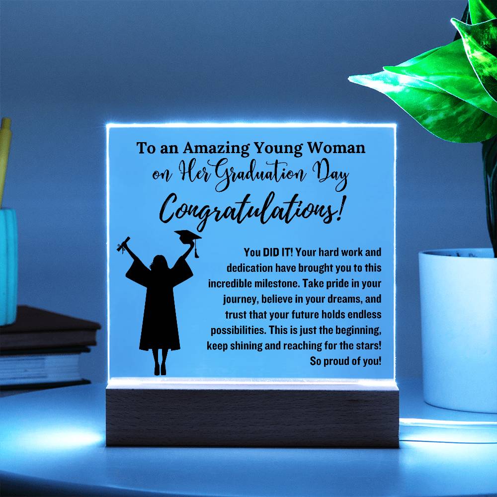 Daughter So Proud of You Graduation Gift, LED Light Acrylic Plaque