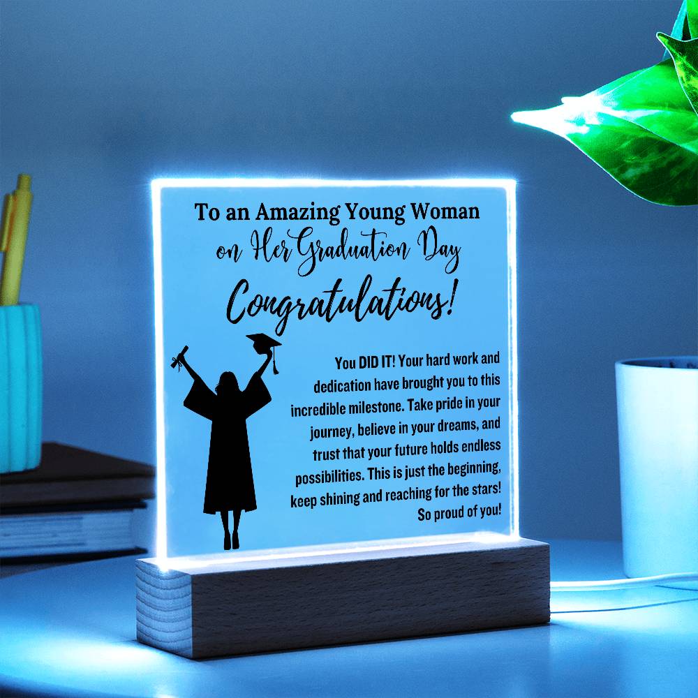 Daughter So Proud of You Graduation Gift, LED Light Acrylic Plaque