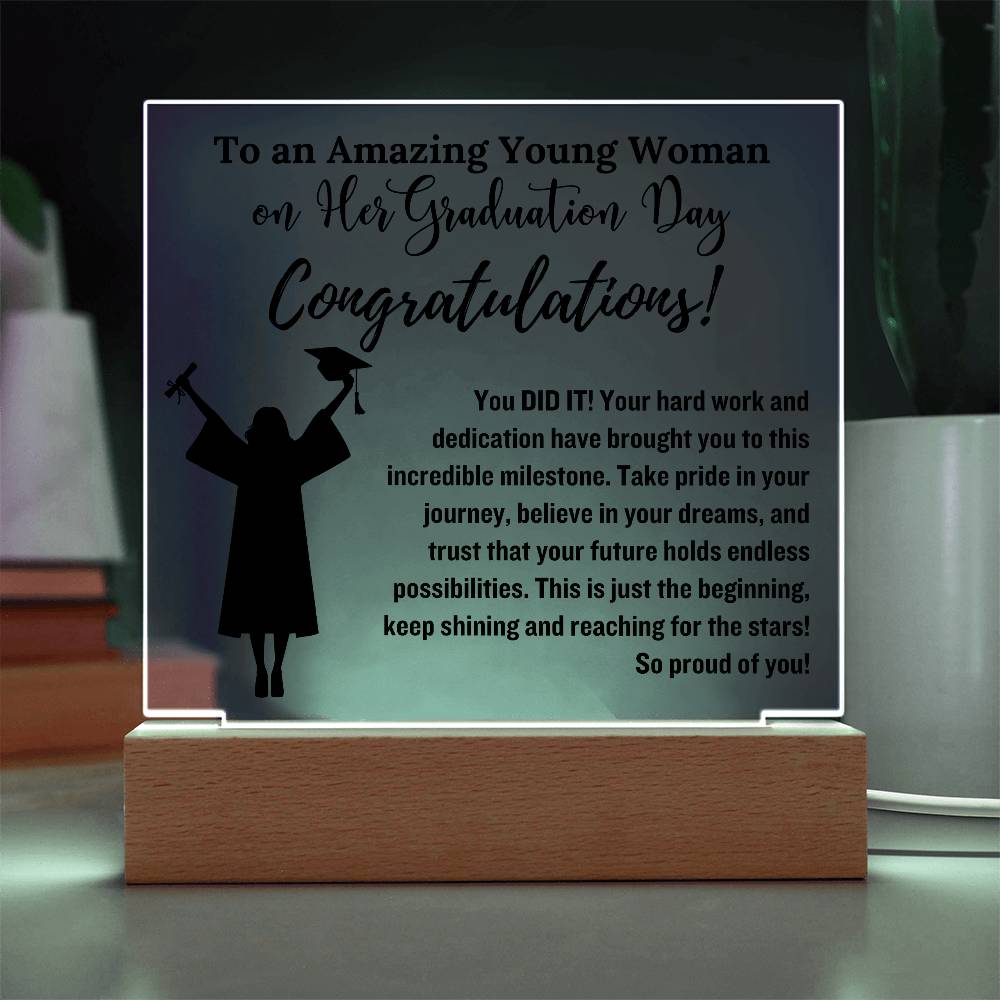 Daughter So Proud of You Graduation Gift, LED Light Acrylic Plaque