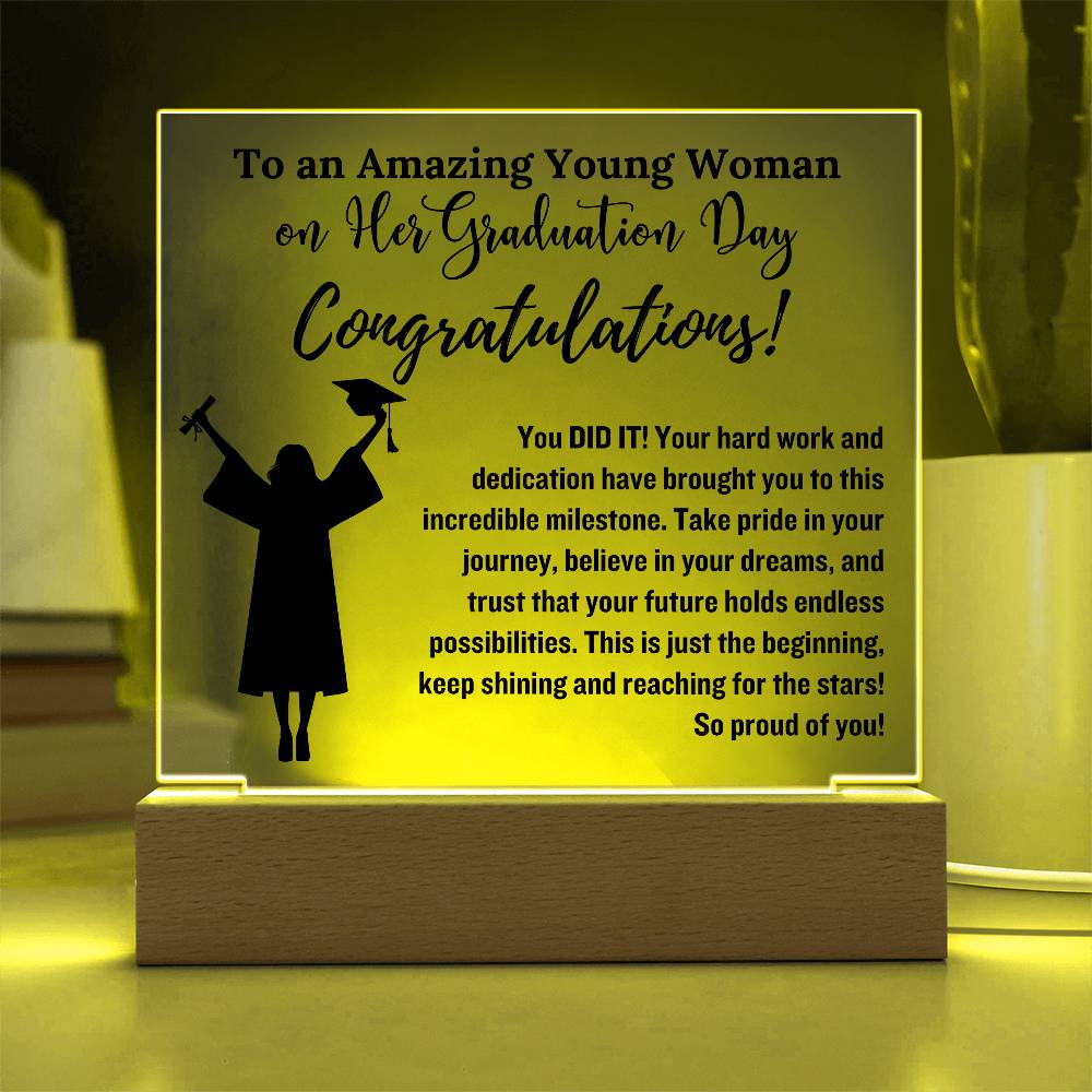 Daughter So Proud of You Graduation Gift, LED Light Acrylic Plaque