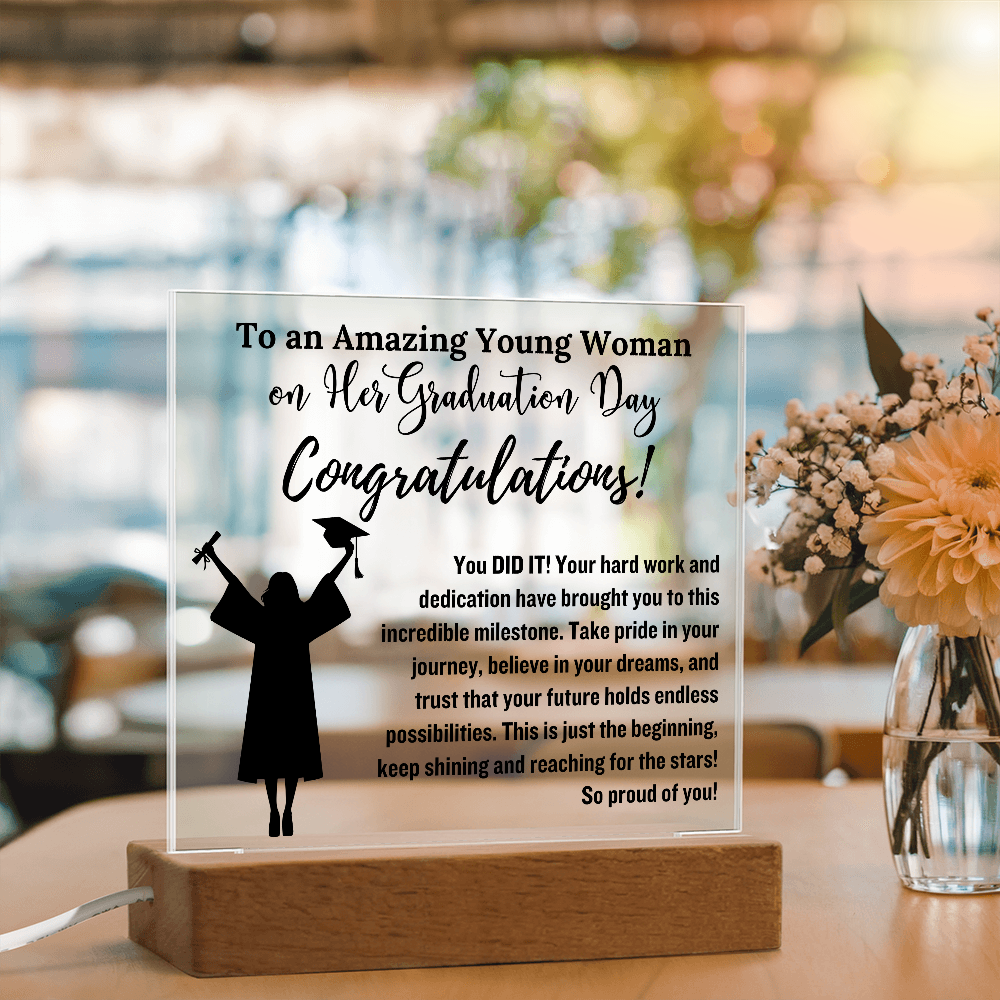 Daughter So Proud of You Graduation Gift, LED Light Acrylic Plaque