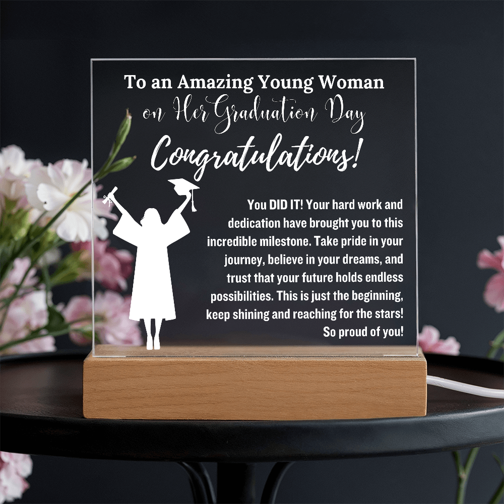 Daughter Graduation Gift, So Proud of You Acrylic Plaque LED LIGHT