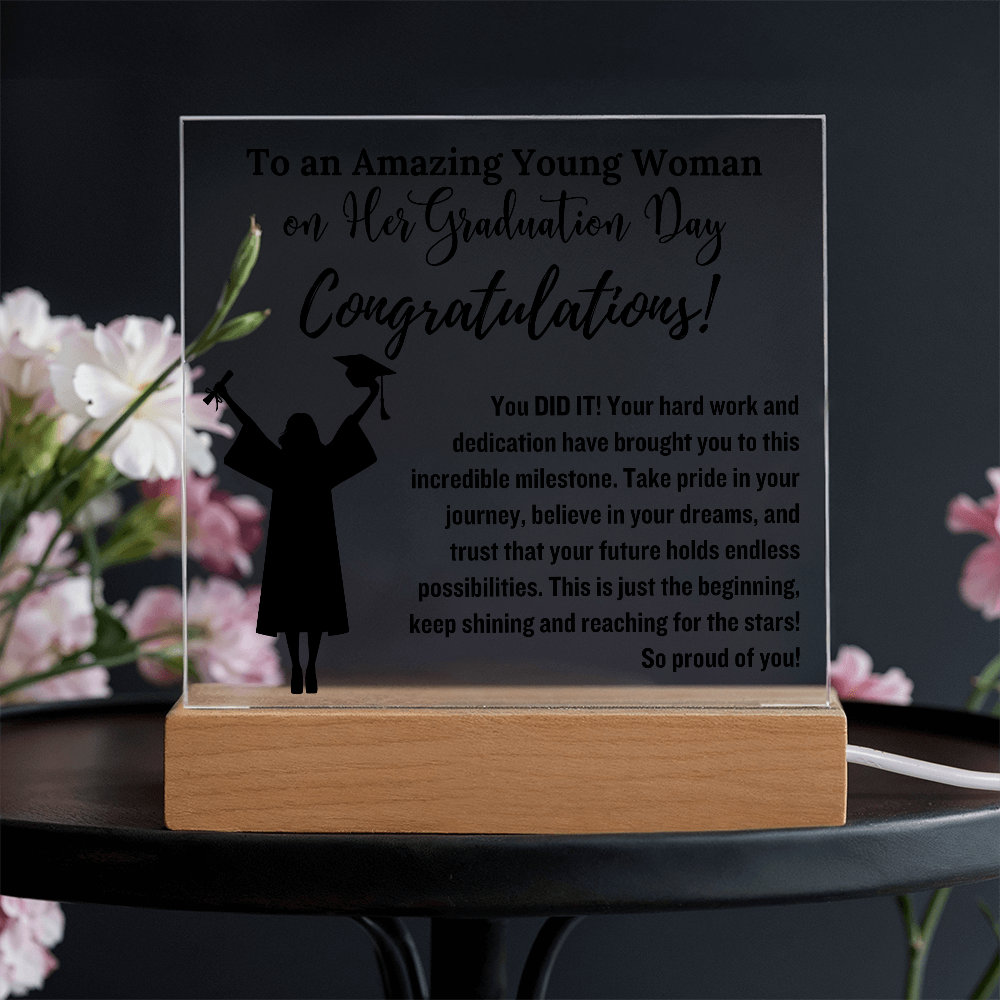 Daughter So Proud of You Graduation Gift, LED Light Acrylic Plaque