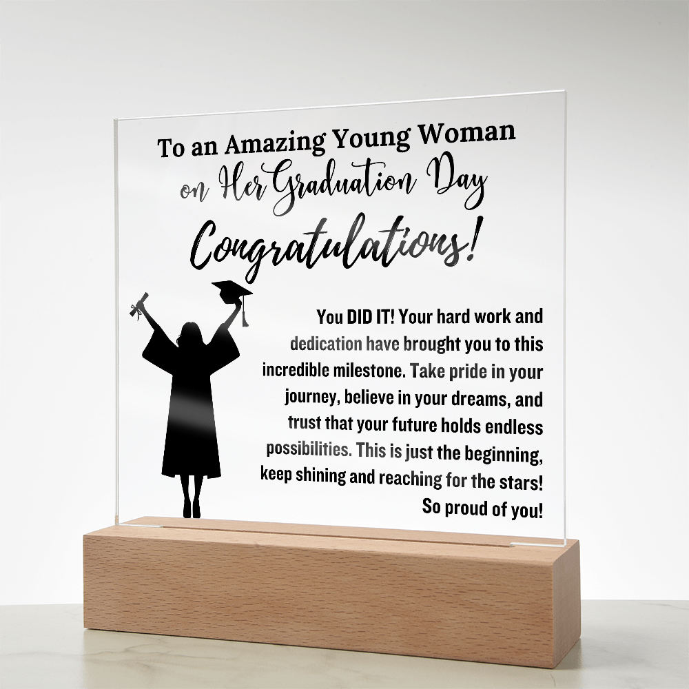 Daughter So Proud of You Graduation Gift, LED Light Acrylic Plaque
