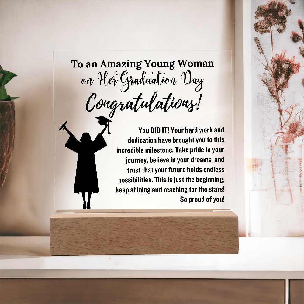 Daughter So Proud of You Graduation Gift, LED Light Acrylic Plaque
