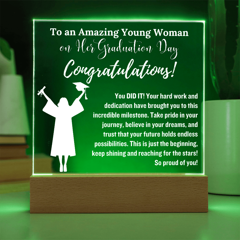 Daughter Graduation Gift, So Proud of You Acrylic Plaque LED LIGHT