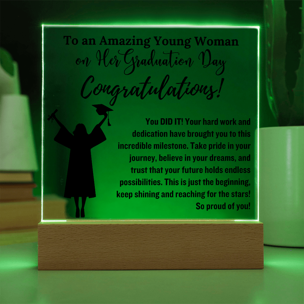 Daughter So Proud of You Graduation Gift, LED Light Acrylic Plaque