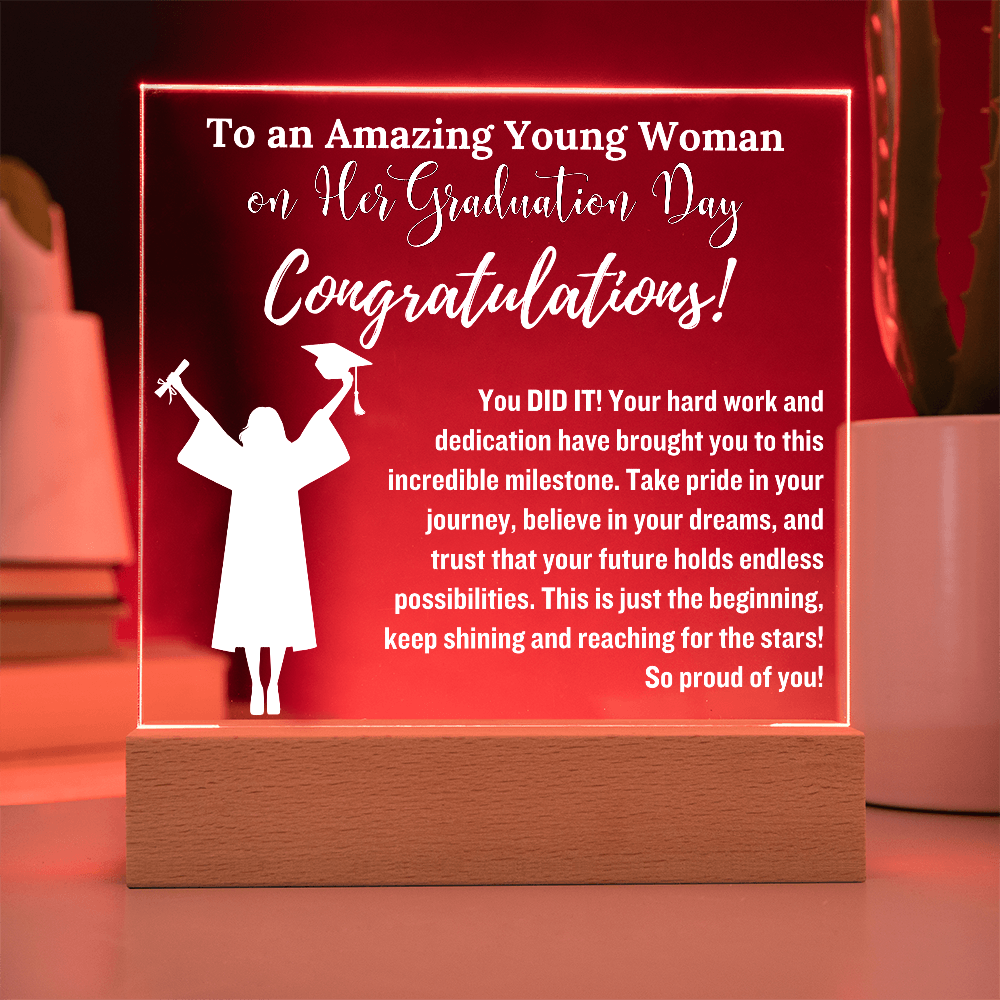 Daughter Graduation Gift, So Proud of You Acrylic Plaque LED LIGHT