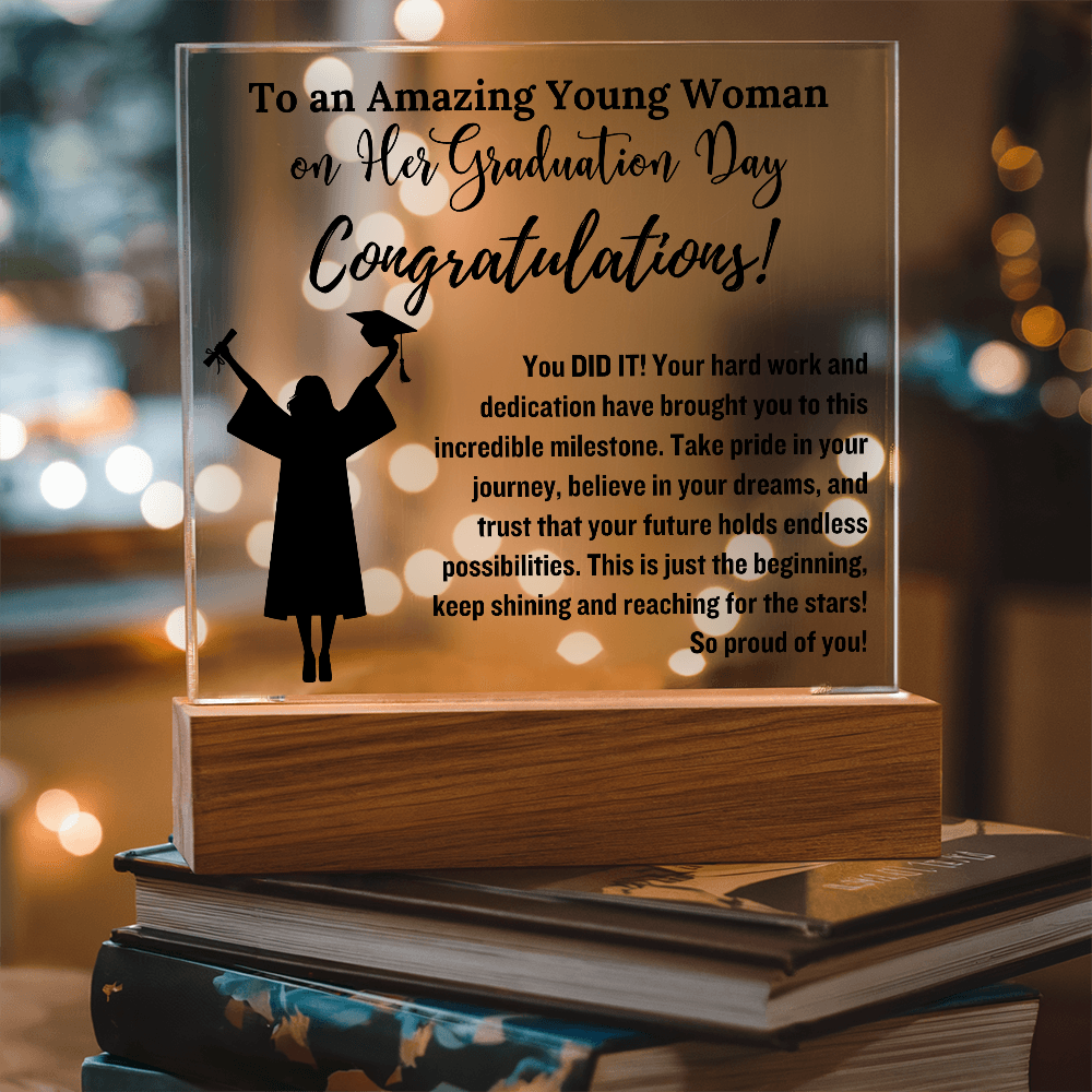 Daughter So Proud of You Graduation Gift, LED Light Acrylic Plaque