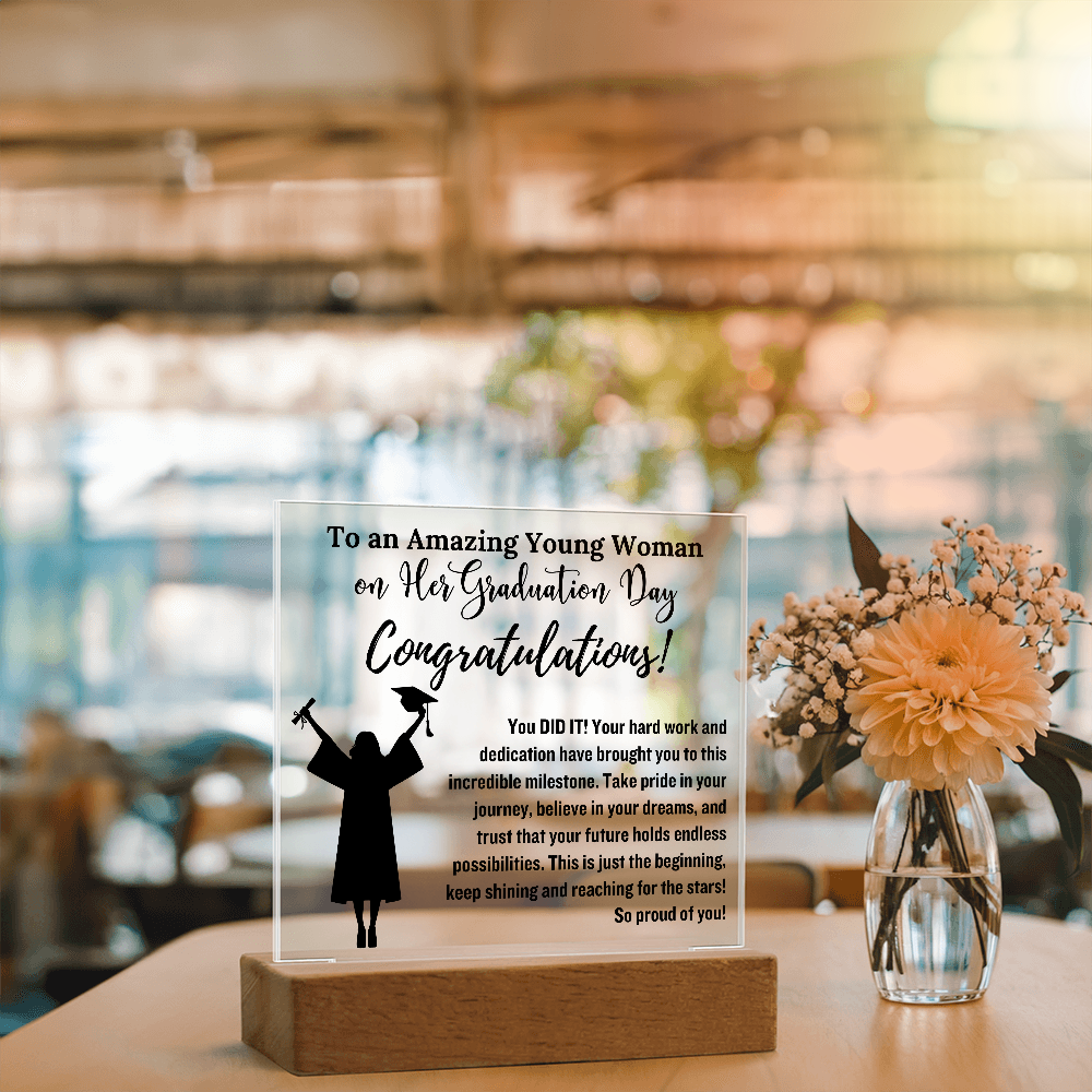 Daughter So Proud of You Graduation Gift, LED Light Acrylic Plaque