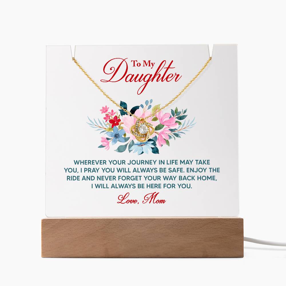 To My Daughter Acrylic Keepsake & Love Knot Necklace – A Gift from Mom