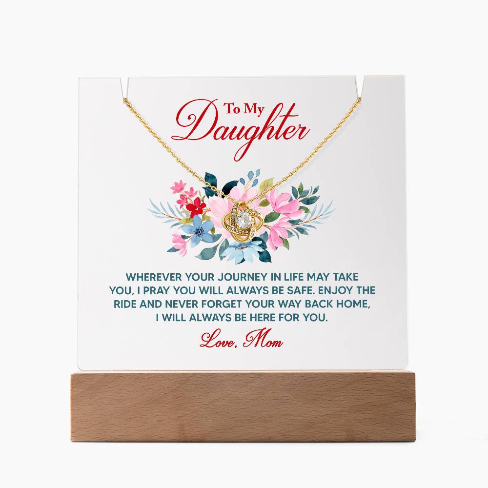 To My Daughter Acrylic Keepsake & Love Knot Necklace – A Gift from Mom