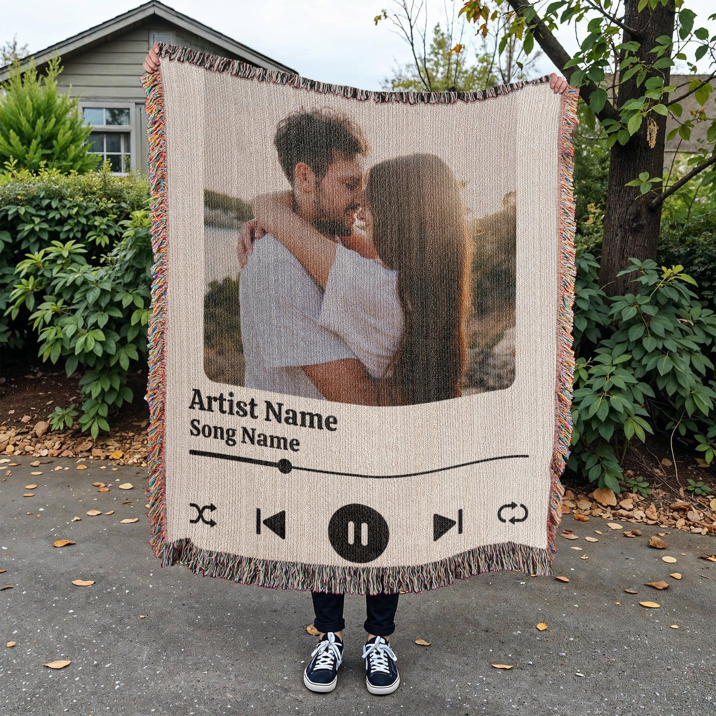 Personalized Photo & Song Woven Blanket – Custom Keepsake Throw for Engagements, Weddings & Anniversaries