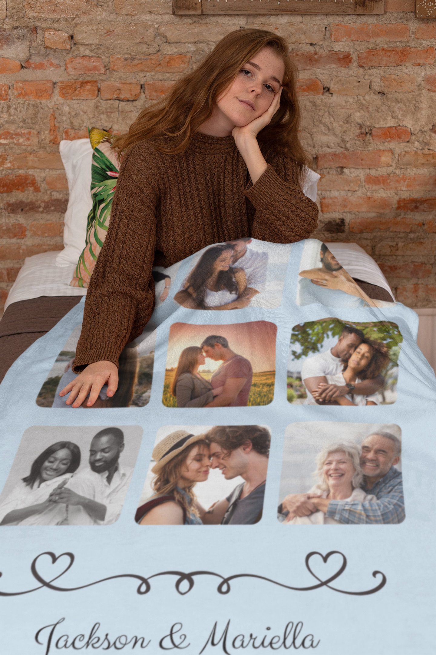 Custom Photo Collage Blanket – Personalized Couple Name & Pictures Throw for Anniversary, Engagement or Wedding gift