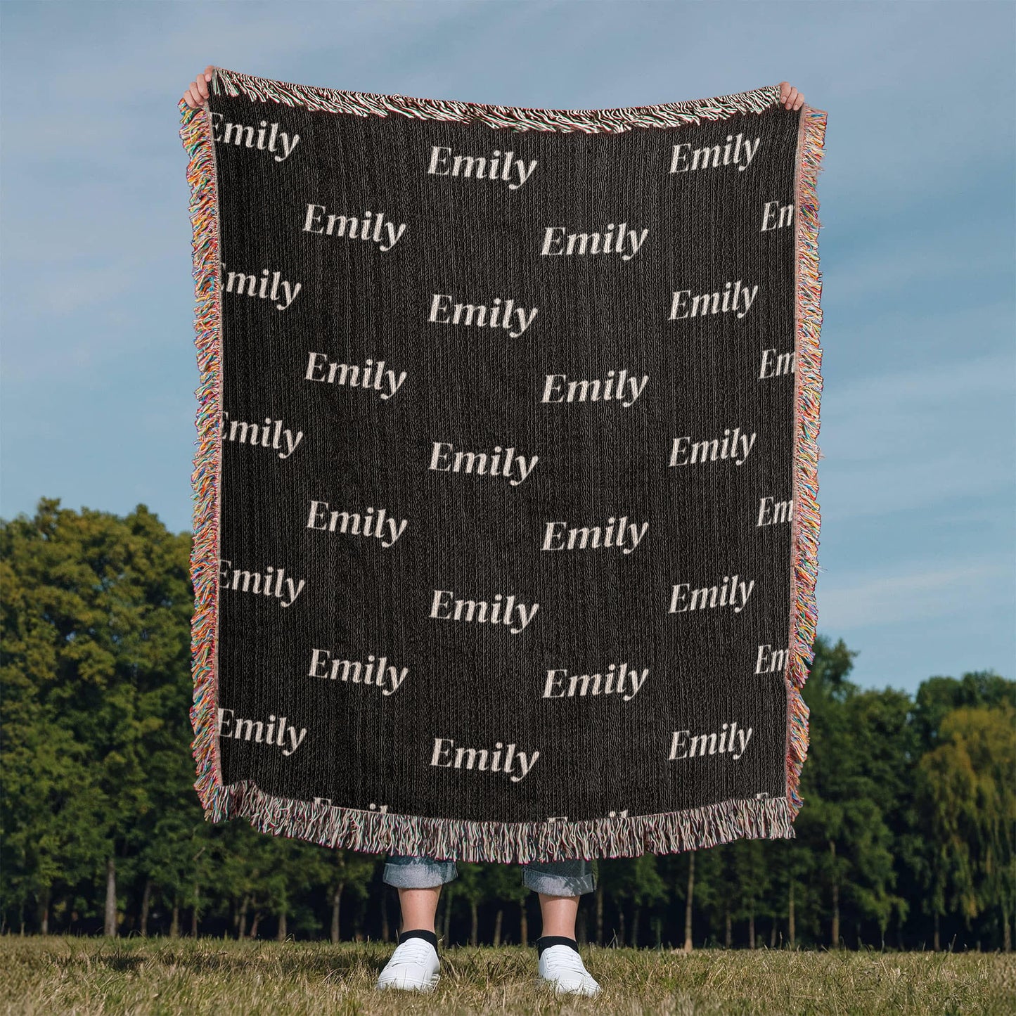 Custom Name Woven Blanket – Personalized Heirloom Throw for Cozy Gifting