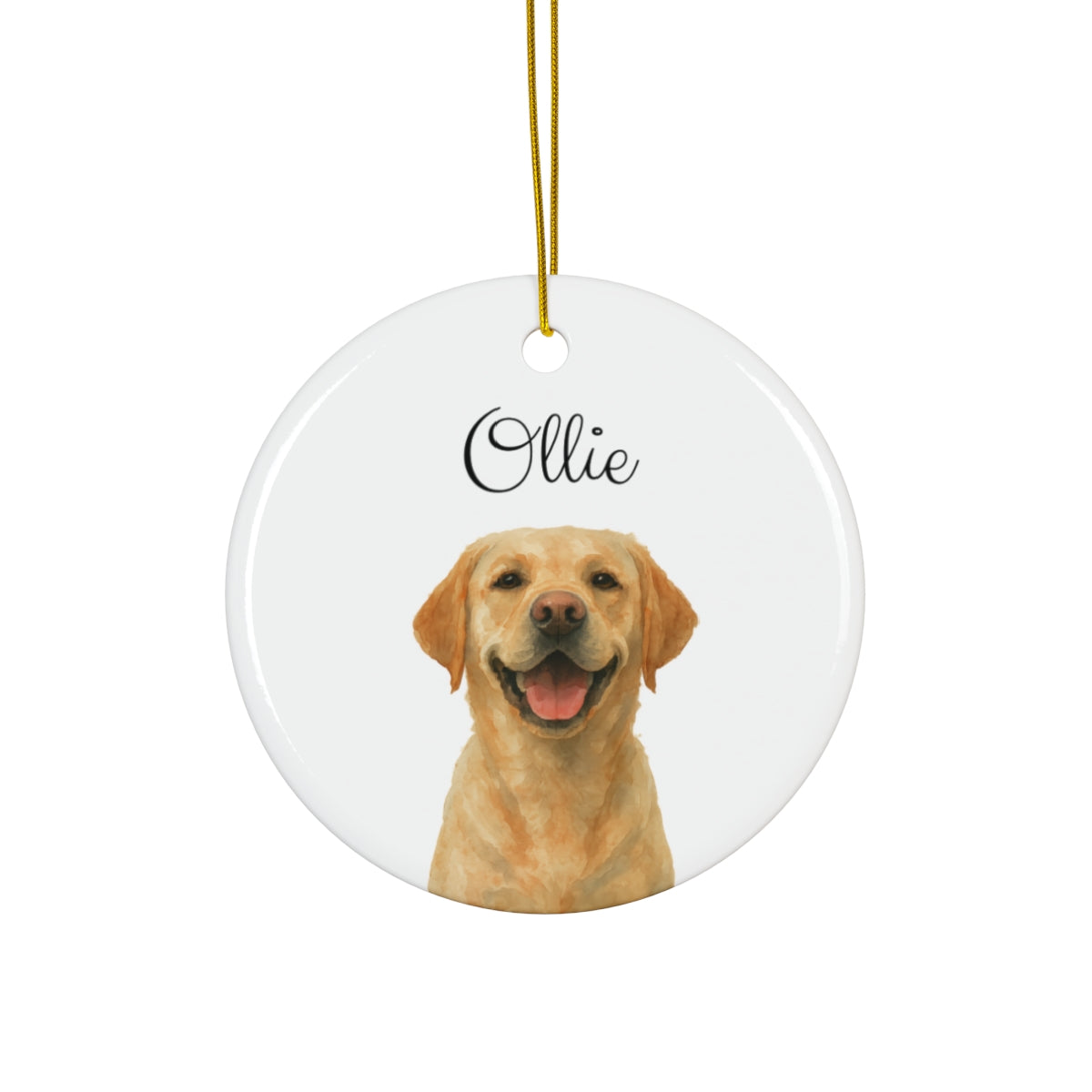 Custom Dog Photo Christmas Ornament – Personalized Watercolor Keepsake with Name