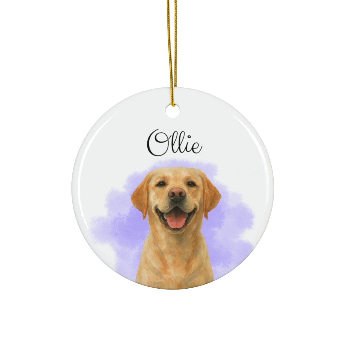 Custom Dog Photo Christmas Ornament – Personalized Watercolor Keepsake with Name