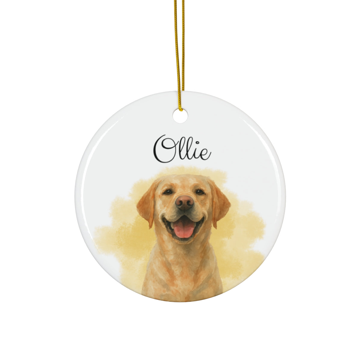 Custom Dog Photo Christmas Ornament – Personalized Watercolor Keepsake with Name