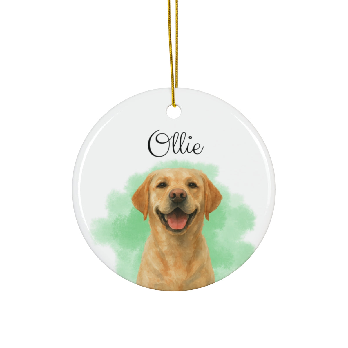Custom Dog Photo Christmas Ornament – Personalized Watercolor Keepsake with Name