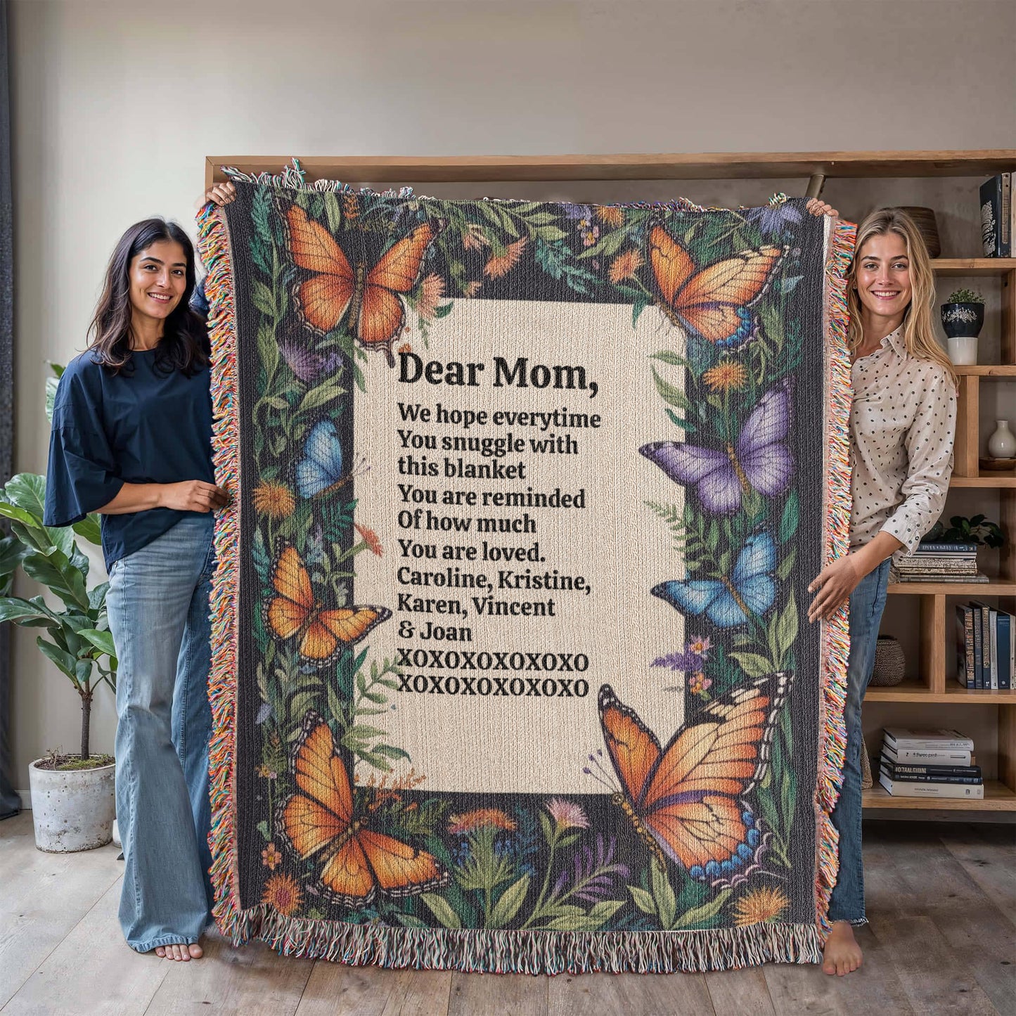 Personalized "With Your Own Words" Heirloom Artwork Woven Blanket, Mother's Day, Birthday, Anniversary, Valentine's Day