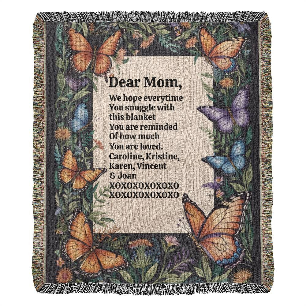 Personalized "With Your Own Words" Heirloom Artwork Woven Blanket, Mother's Day, Birthday, Anniversary, Valentine's Day