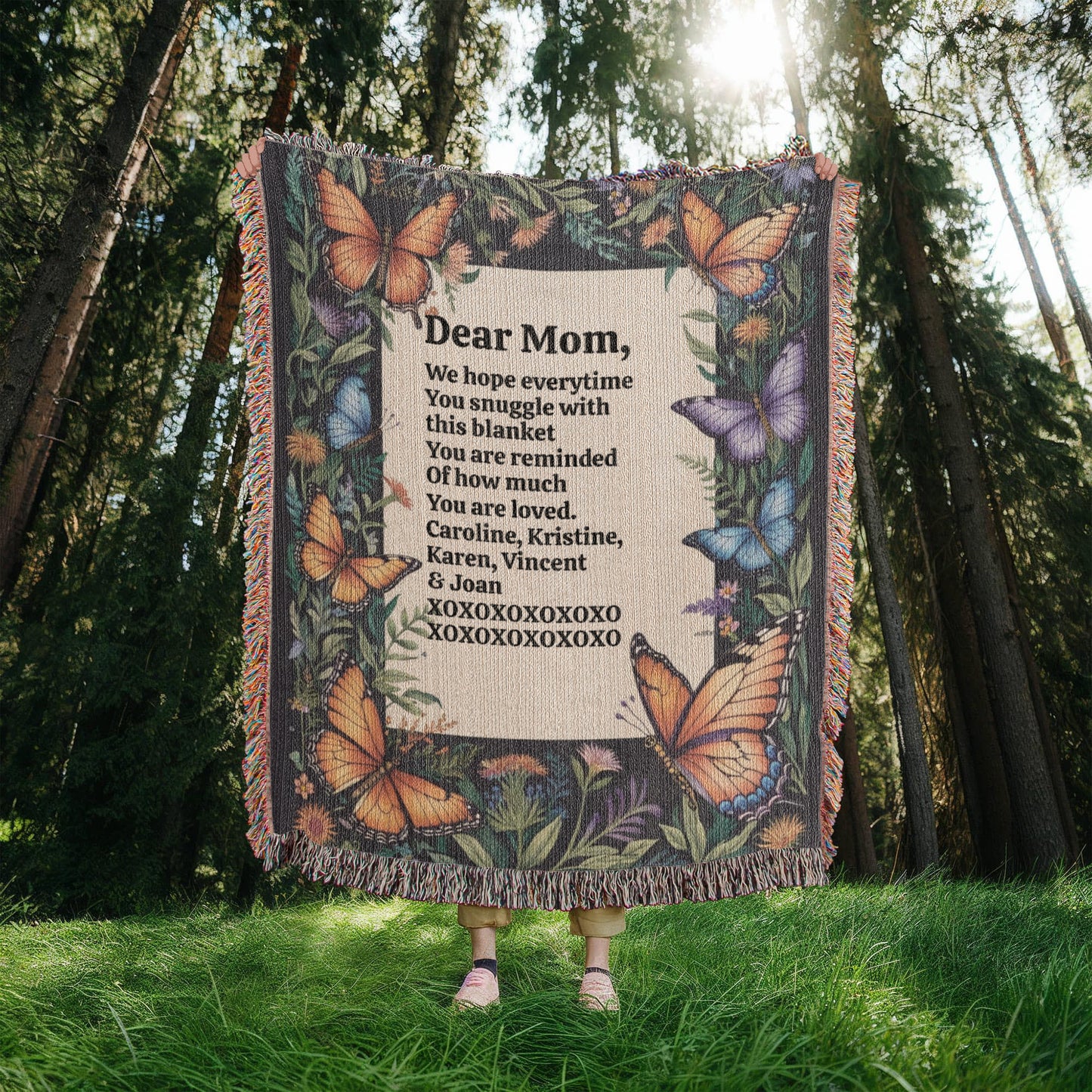 Personalized "With Your Own Words" Heirloom Artwork Woven Blanket, Mother's Day, Birthday, Anniversary, Valentine's Day