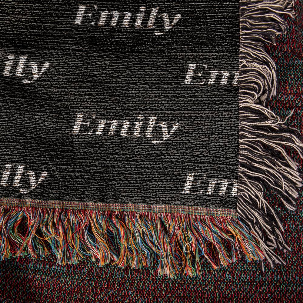 Custom Name Woven Blanket – Personalized Heirloom Throw for Cozy Gifting