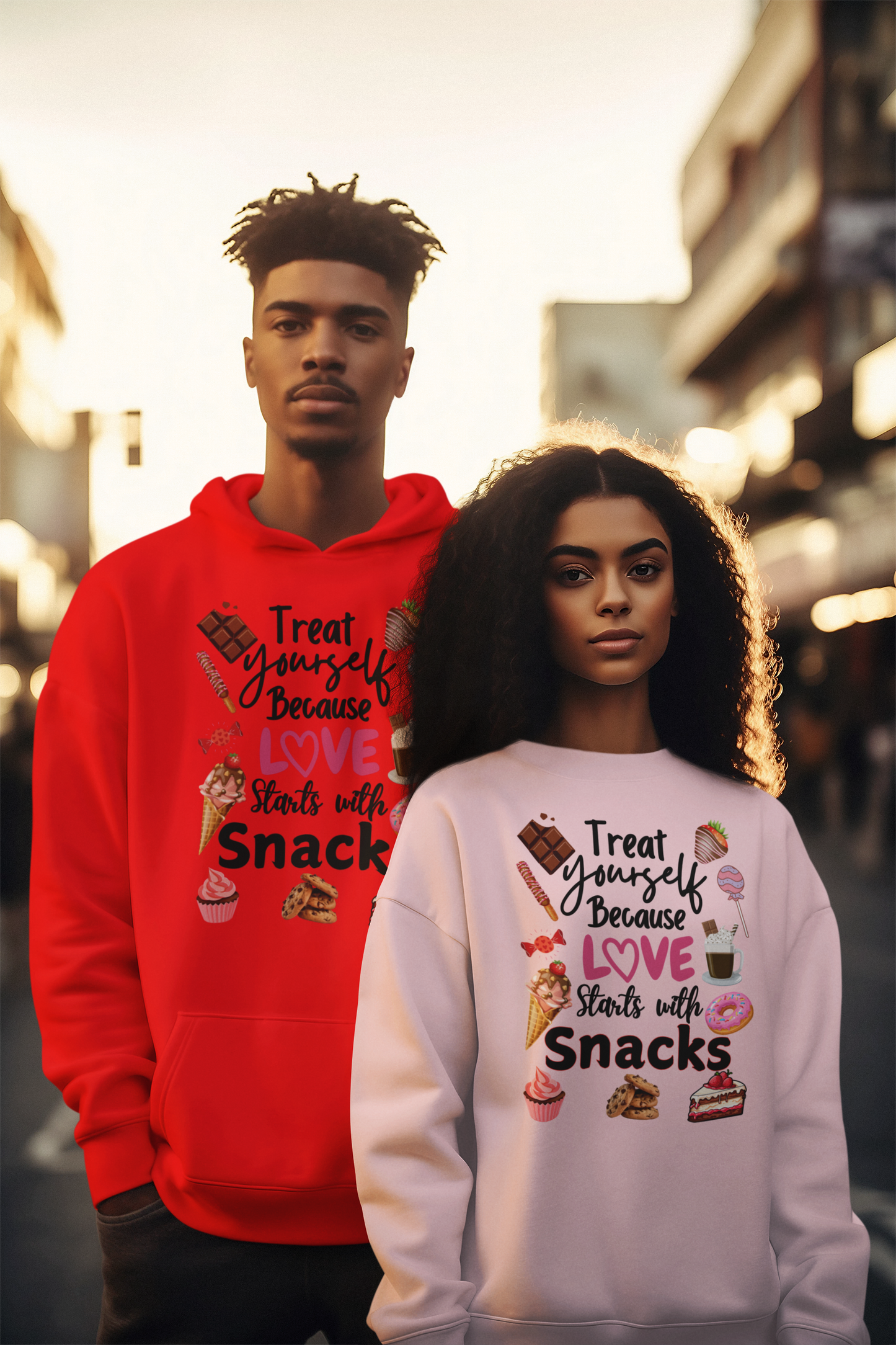 Treat Yourself Because Love Starts with Snacks Valentine's Day Unisex T-Shirt/Sweatshirt/Hoodie