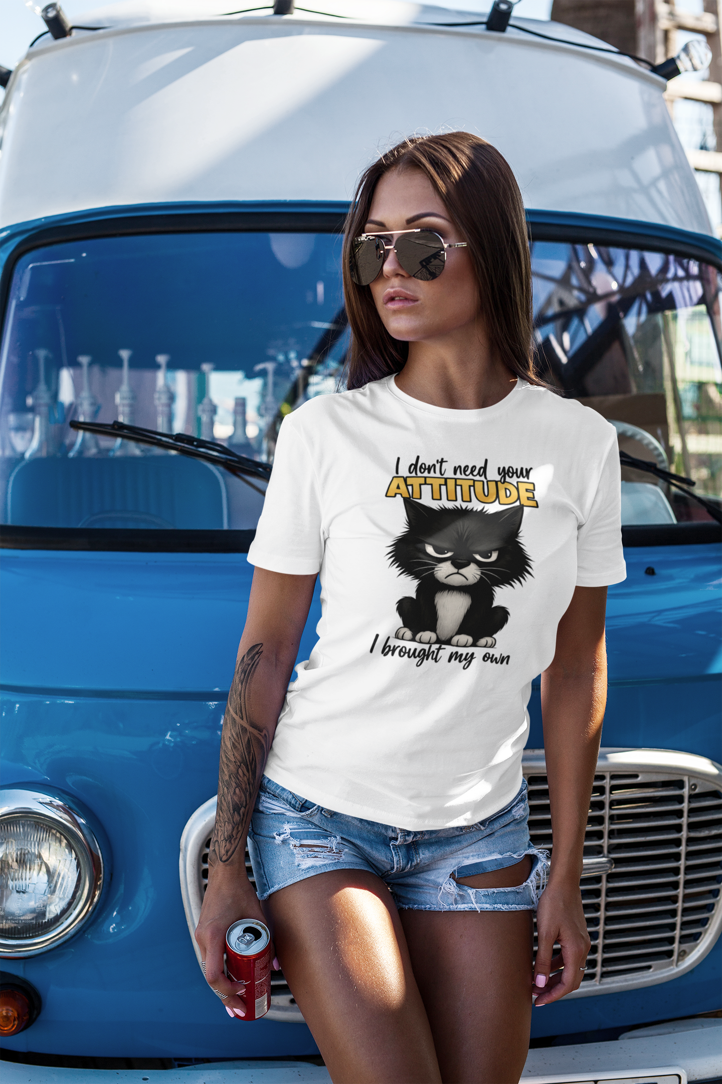 Grumpy Black Cat Funny Attitude T-Shirt – Sarcastic Humor Tee for Cat Lovers