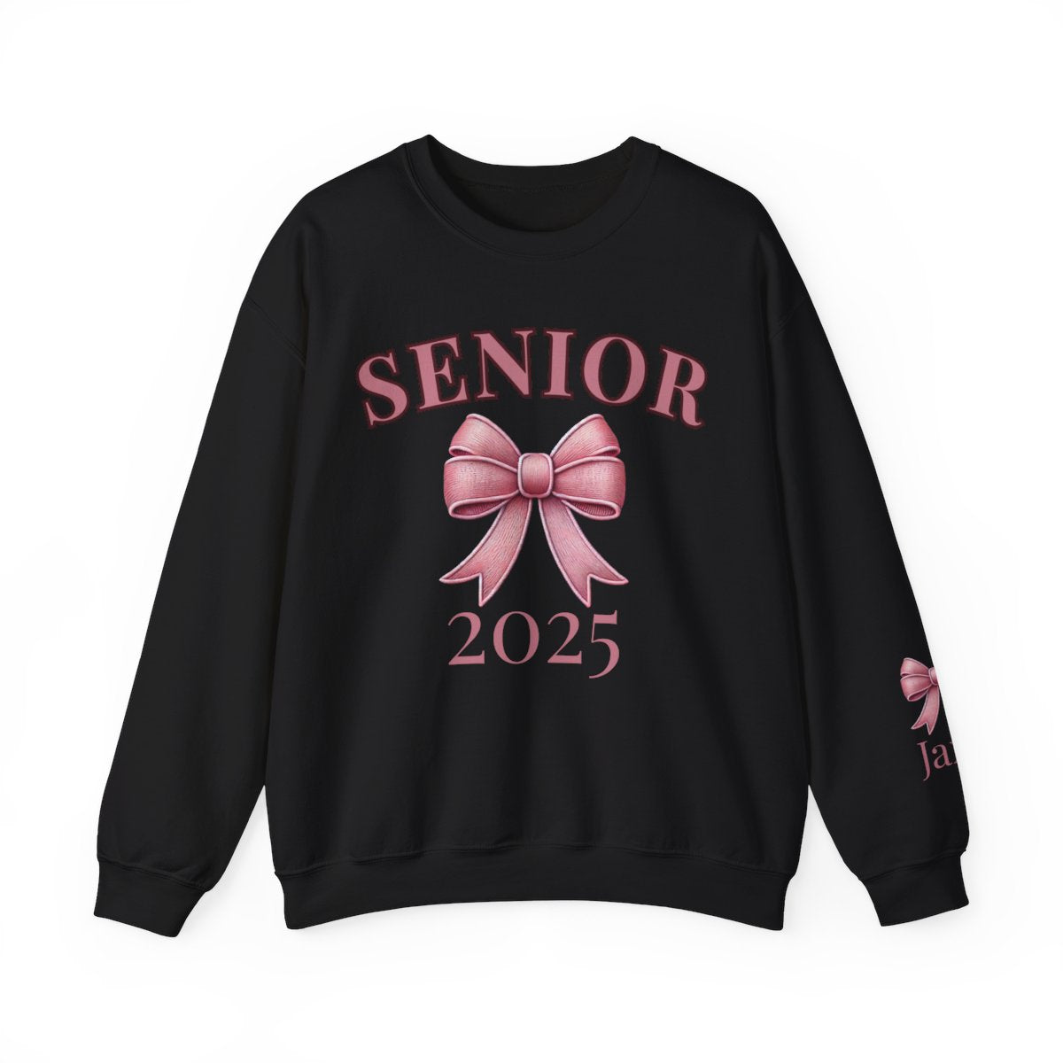 Personalized Name on Sleeve Senior Bow Sweatshirt, Graduation 2025 gift