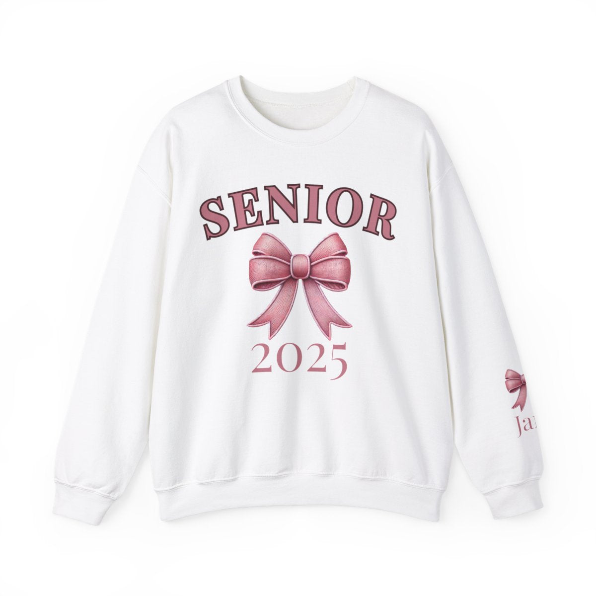 Personalized Name on Sleeve Senior Bow Sweatshirt, Graduation 2025 gift