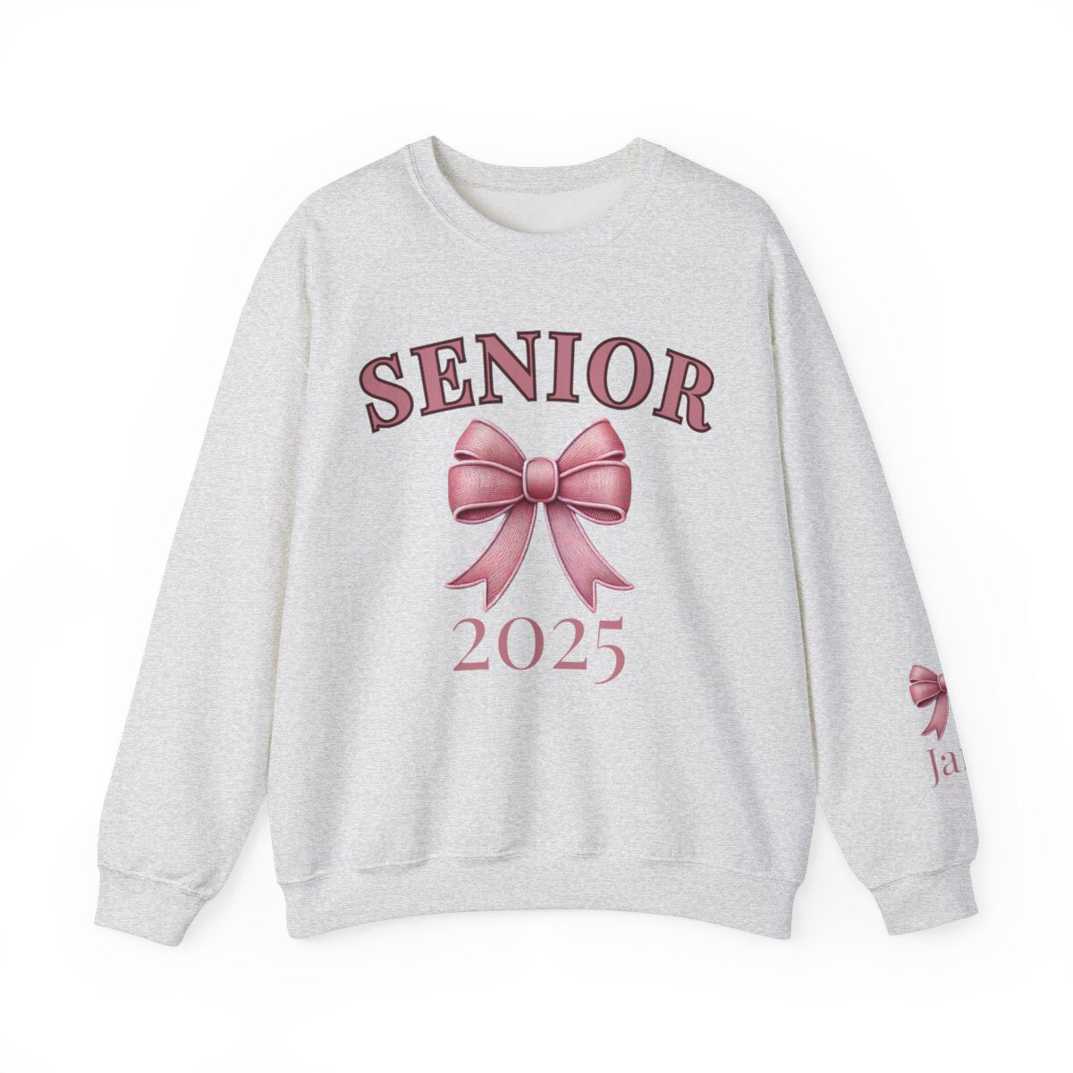 Personalized Name on Sleeve Senior Bow Sweatshirt, Graduation 2025 gift