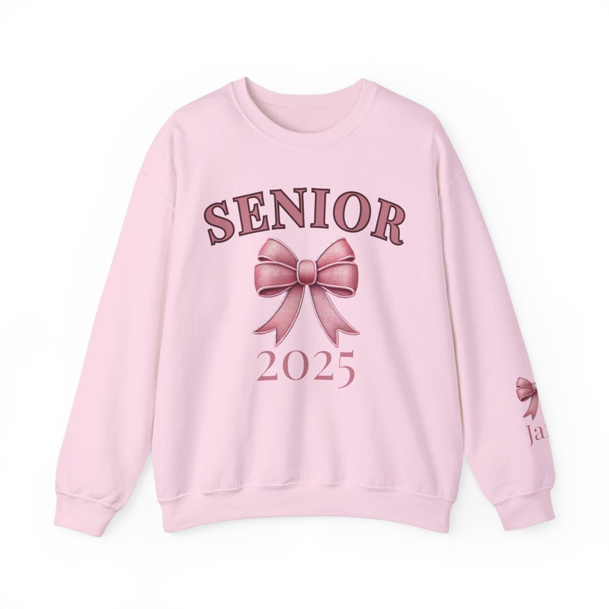 Personalized Name on Sleeve Senior Bow Sweatshirt, Graduation 2025 gift
