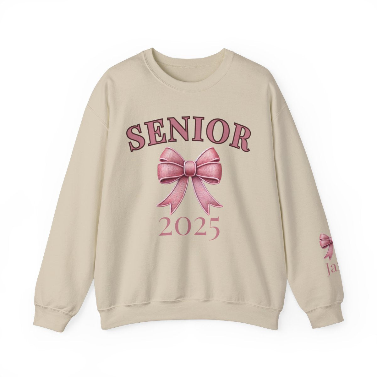 Personalized Name on Sleeve Senior Bow Sweatshirt, Graduation 2025 gift