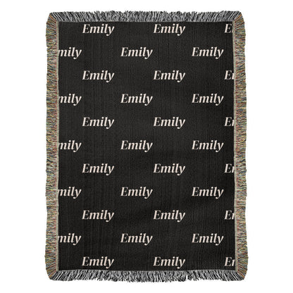 Custom Name Woven Blanket – Personalized Heirloom Throw for Cozy Gifting
