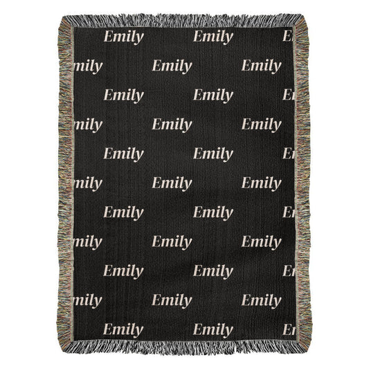 Custom Name Woven Blanket – Personalized Heirloom Throw for Cozy Gifting