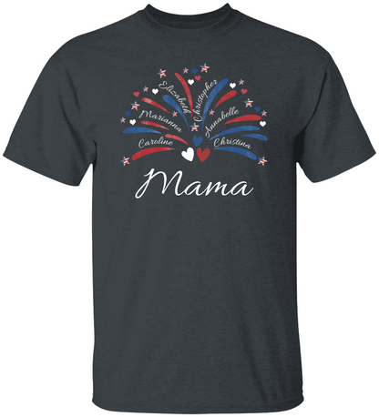 4th Of July Custom (Mama, Grandma, Daddy) Unisex T-Shirt With Upto 6 Kids Names!
