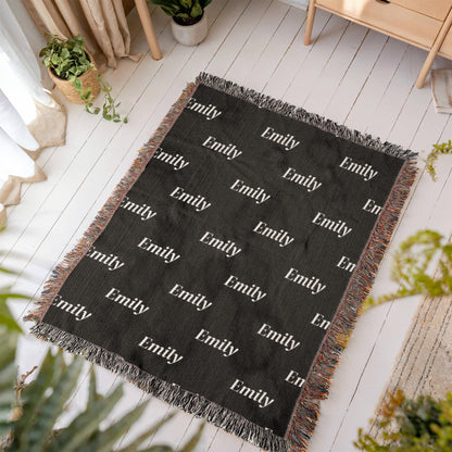 Custom Name Woven Blanket – Personalized Heirloom Throw for Cozy Gifting