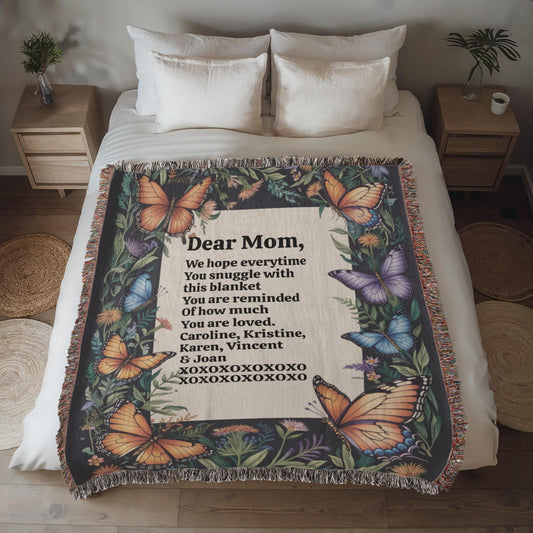 Personalized "With Your Own Words" Heirloom Artwork Woven Blanket, Mother's Day, Birthday, Anniversary, Valentine's Day