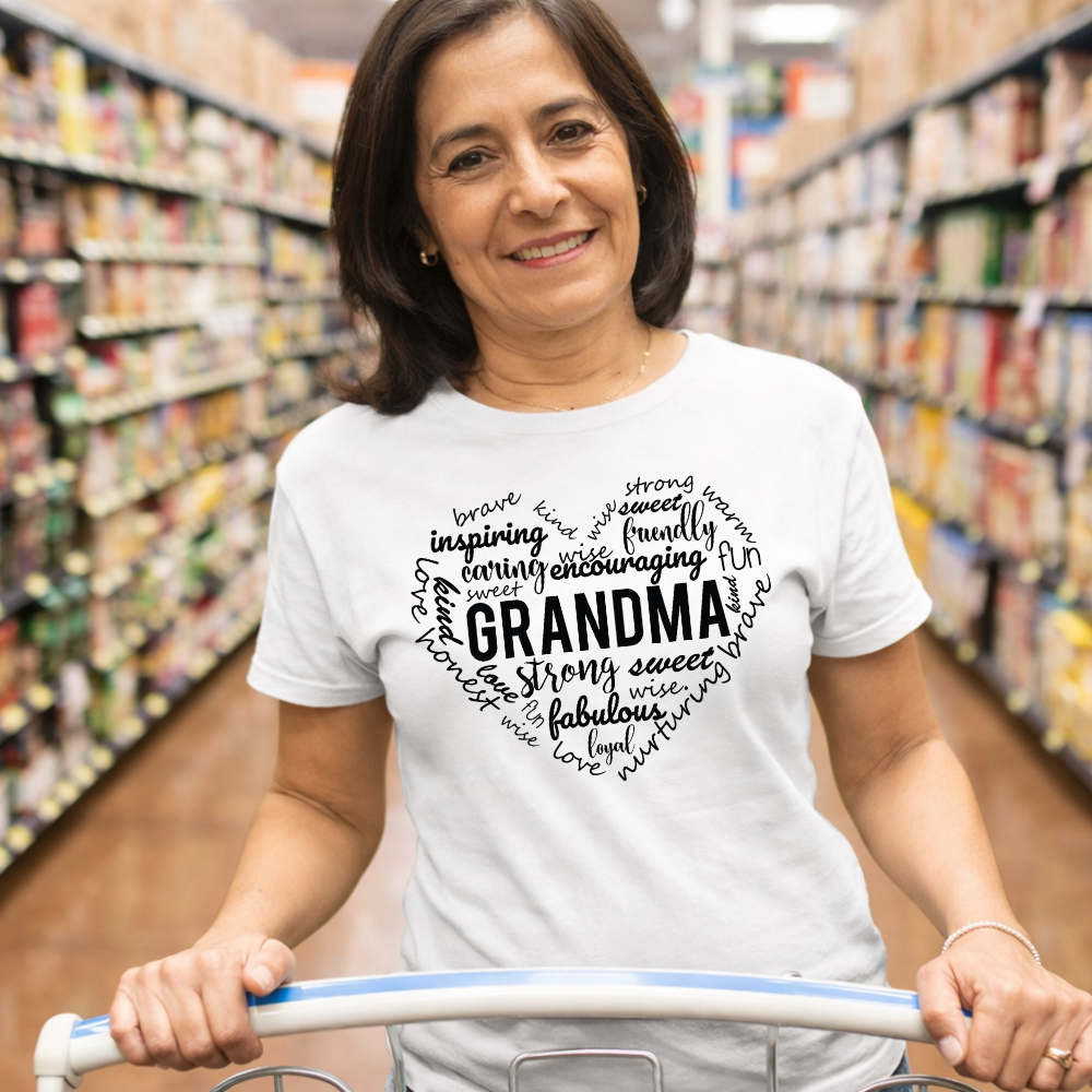 Grandma Heart Word Art T-Shirt – Meaningful Gift for Grandma