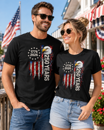 America 250 Years Unisex Patriotic Eagle T-Shirt | 1776 2026 USA Graphic Tee