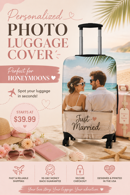 Personalized photo Luggage Cover, Easily Find Your Luggage At The Airport!!