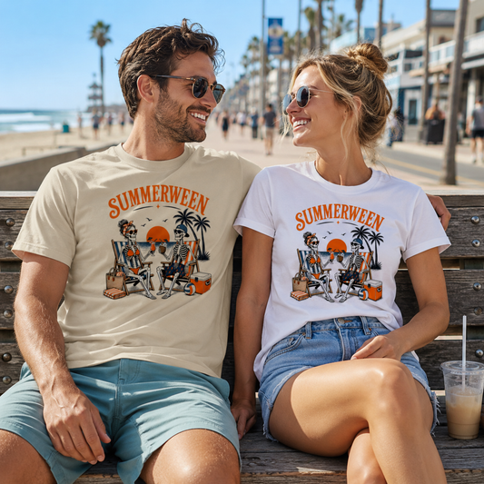 Summerween Skeleton Beach Shirt – Funny Spooky Summer T-Shirt