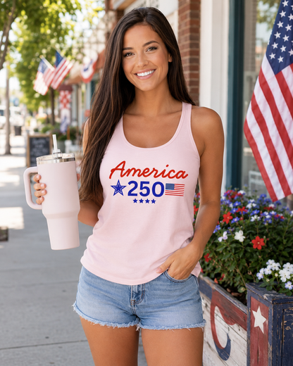 America 250 Tank Top for Women | Patriotic USA 250 Racerback Tank