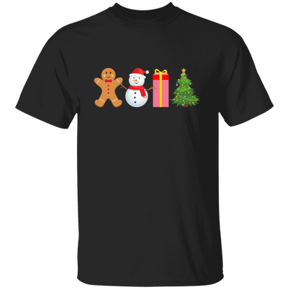 Gingerbread, Snowman, Present, Tree Unisex T-Shirt – Festive Holiday Fun