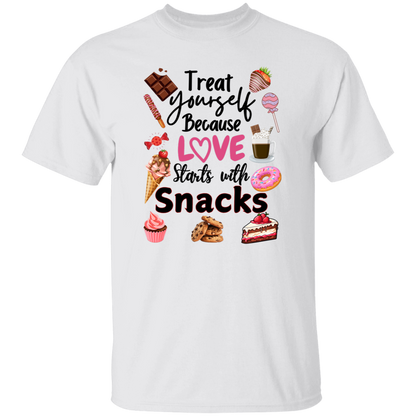 Treat Yourself Because Love Starts with Snacks Valentine's Day Unisex T-Shirt/Sweatshirt/Hoodie