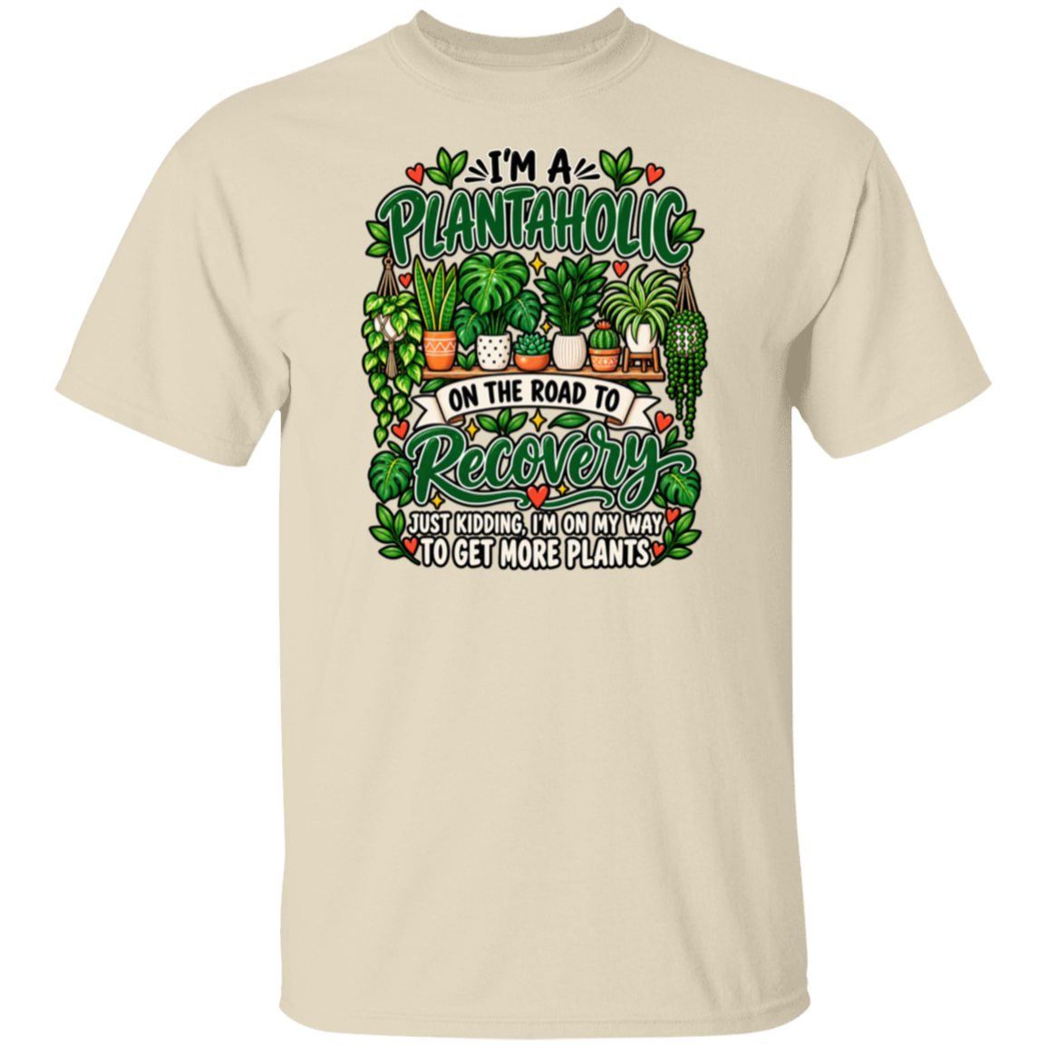 Plantaholic houseplant lover unisex T-shirt in sand